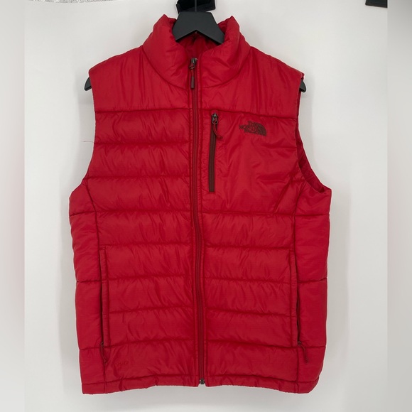 The North Face Aconcagua Vest Mens Large Goose Down 550 Quilted Puffer RED - Picture 1 of 7